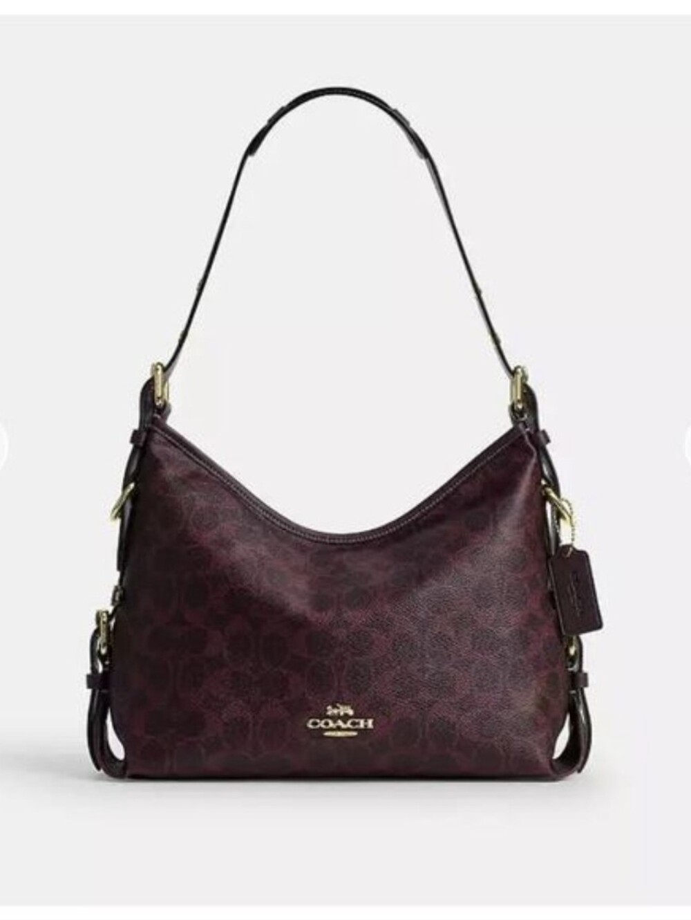 NWT Coach Laurel Shoulder Bag Signature Canvas Black Currant Gold